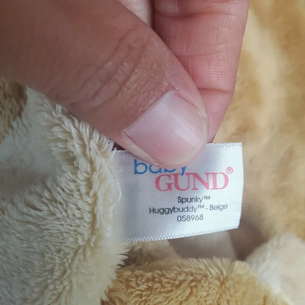 Gund SPUNKY‎ Huggabuddy Lovey Beige Satin Baby Silky Blanket Puppy Dog Plush